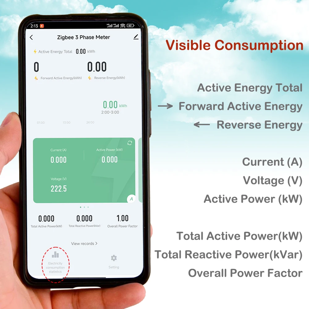 Zigbee Tuya Dreiphasiger 100A Smart Energy Power Monitor mit Externem Stromwandler CT 380V /415V 50Hz 60Hz – Detail 6