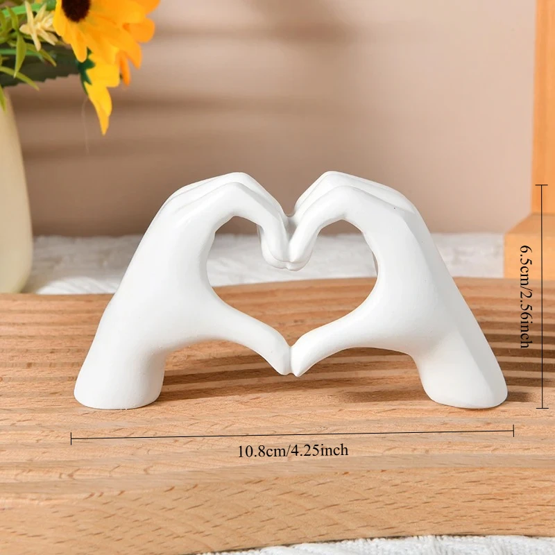 1Pc Golden Decoration, Heart Hand Statue Living Room Bedroom Decoration, Love Finger Modern Hand Gesture Sculpture Home Shelf De