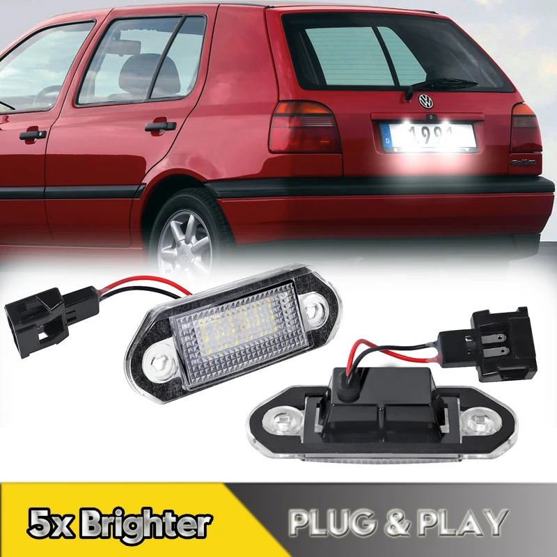 2Pcs No Error For VW Golf 3 Gol 2 3 LED Number License Plate Light Lamps For Volkswagen Jetta Vento G2 G3 Skoda Car Accessories