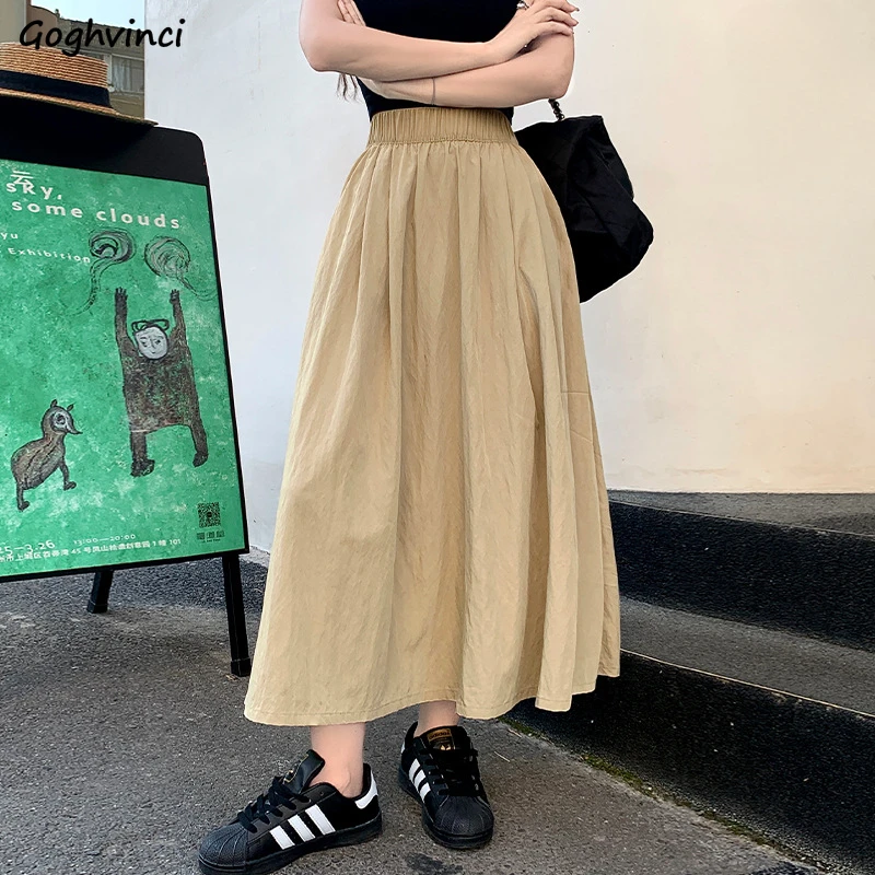 

Skirts Women Lazy Style Drape Design High Waist A-line Loose Fit All-match Popular Casual Trendy Harajuku Simple Summer Daily