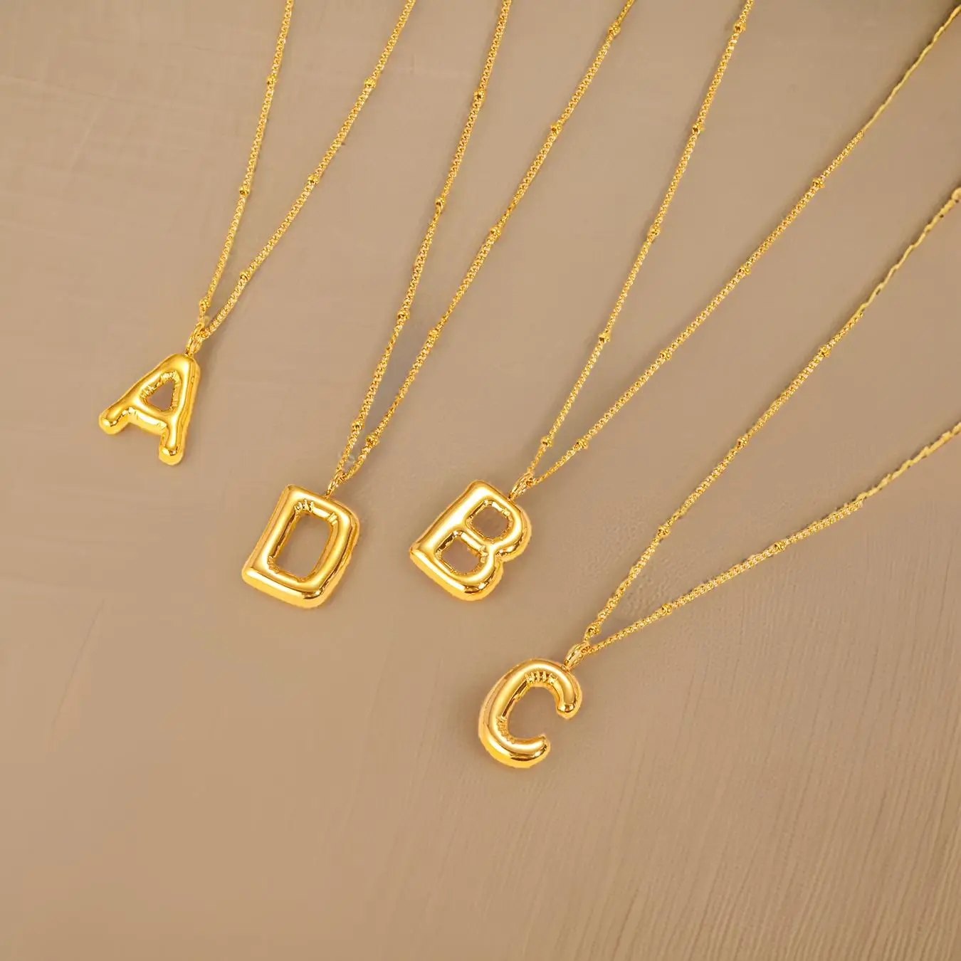 Balloon Alphabet Initial Charms for Necklace Bracelet Making Stainless Steel Gold Color Bubble English Letter Pendants Charms