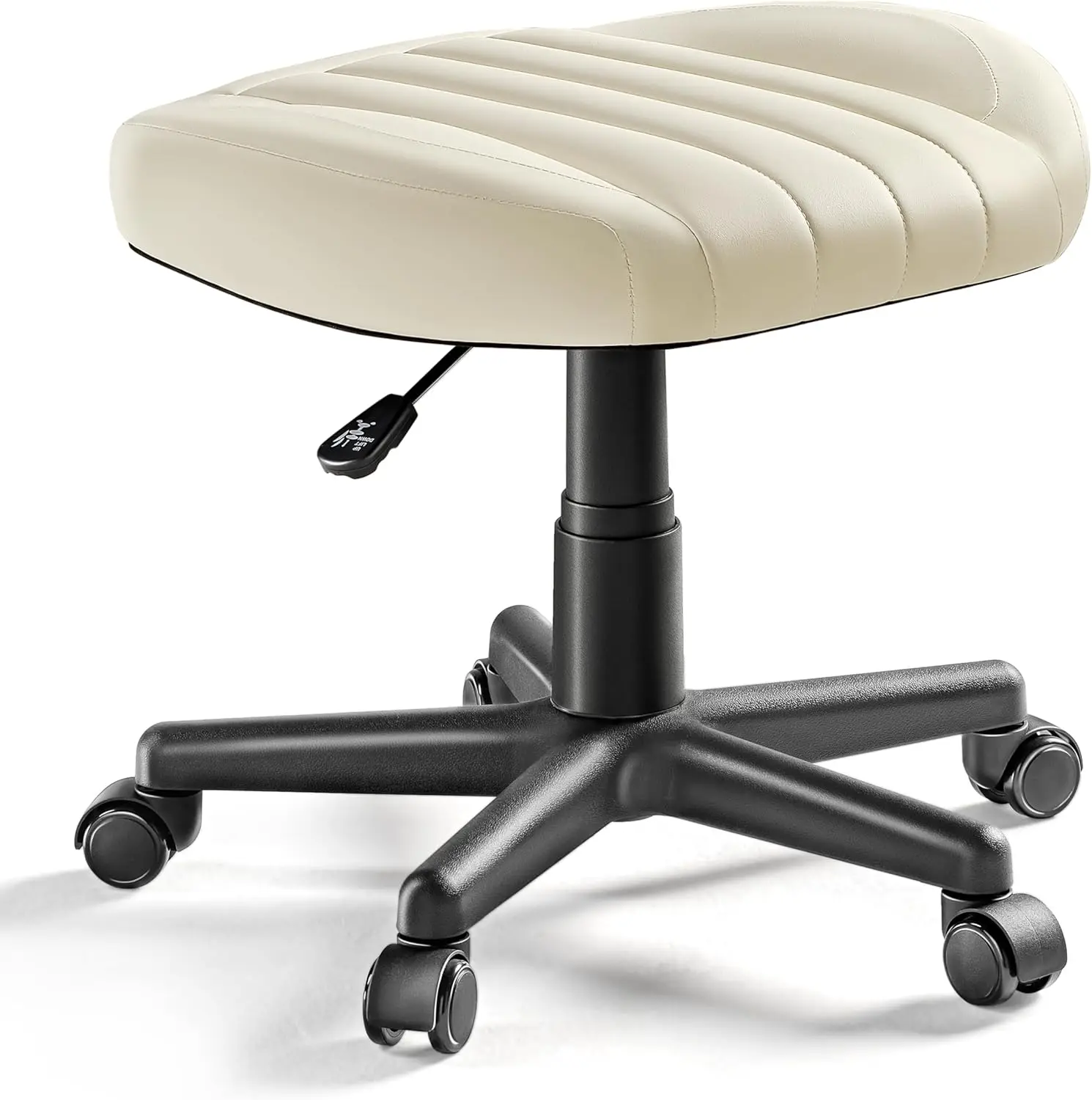 , Multi-Use Foot Stool, Height Adjustable Footrest Stool with Wheels, 360°Swivel Leg Rest Rolling Chair, Rest Ottoman Under Desk