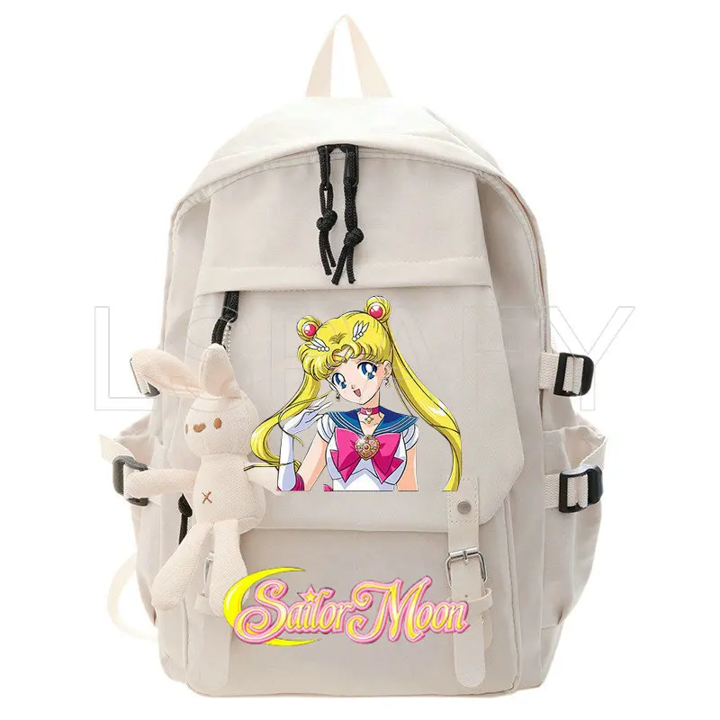 Sailor Moon Girl School Backpack Female Large Capacity Kawaii Back Pack Mochila Pink Women Bagpack Nylon Cartoon Schoolbag