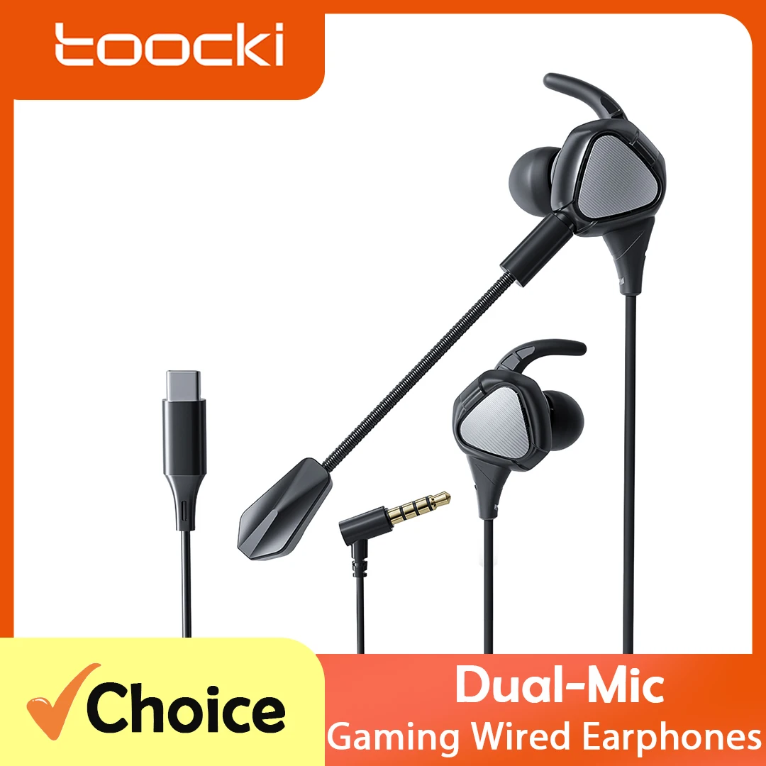 

Проводные наушники Toocki TE27, со съемным микрофоном, Hi-Fi музыкальные игровые наушники с двумя микрофонами, гарнитура с шумоподавлением для телефона, планшета