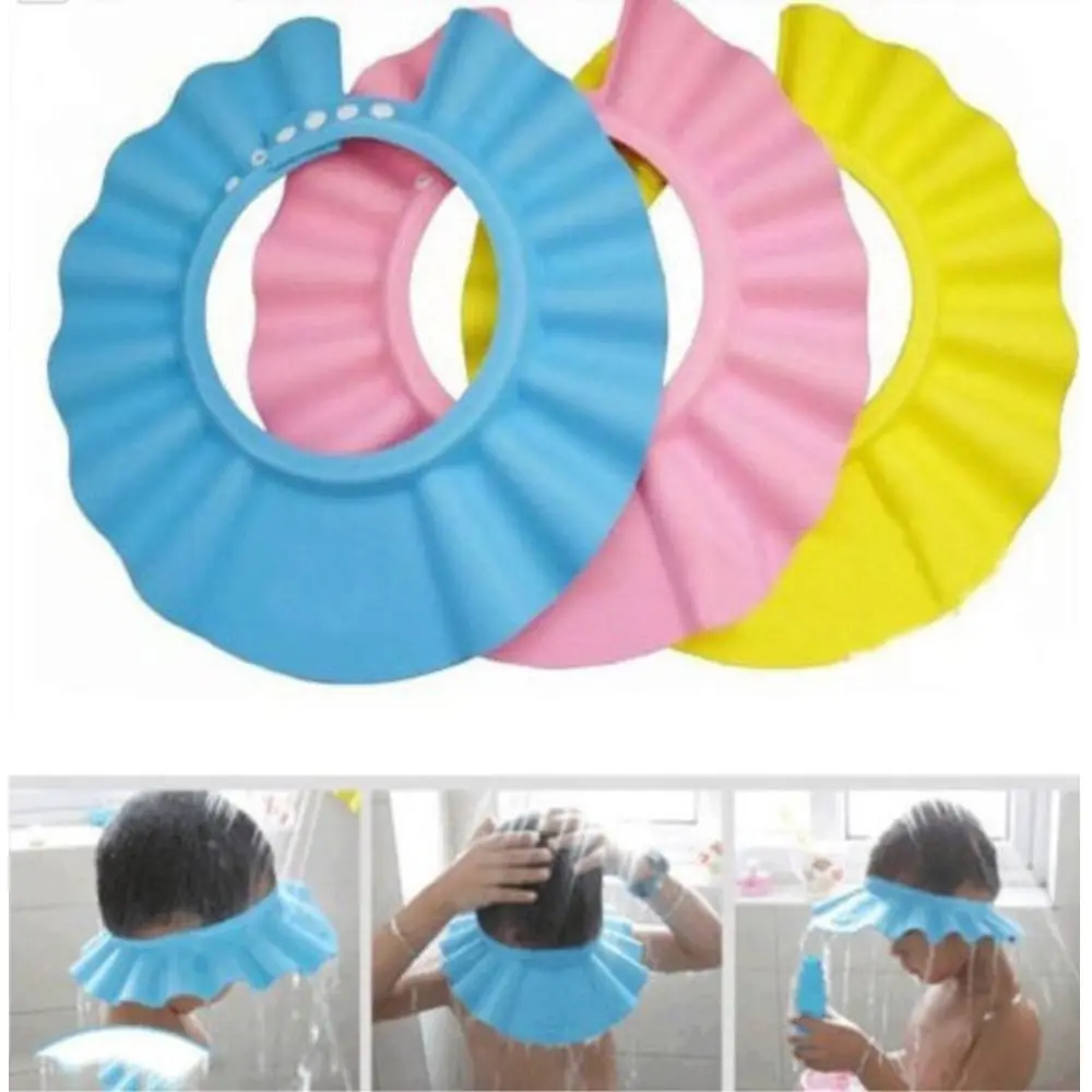 

Adjustable Kids Shampoo Soft Shower Cap Hat Wash Hair Shield Bathing