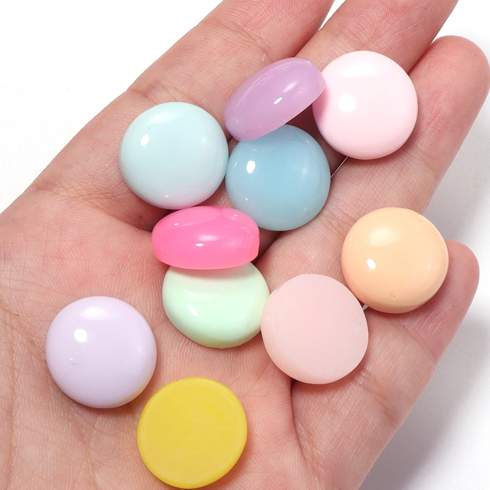 20pcs 16x17mm Multicolor Resin Half Round Flatback Loose Beads For DIY Jewelry Making Handmade Crafts Decor Scrapbooking Bead