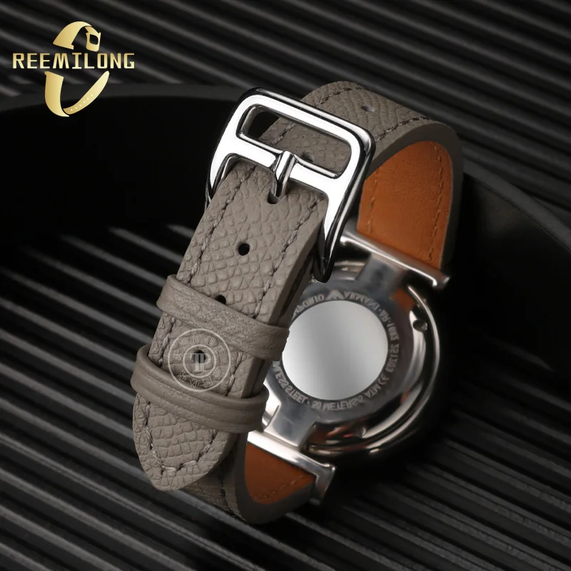 Cowhide lea/ther watch strap 14 16 18 20mm Universal waterproof soft black orange white gray quick change pin women\'s watchband