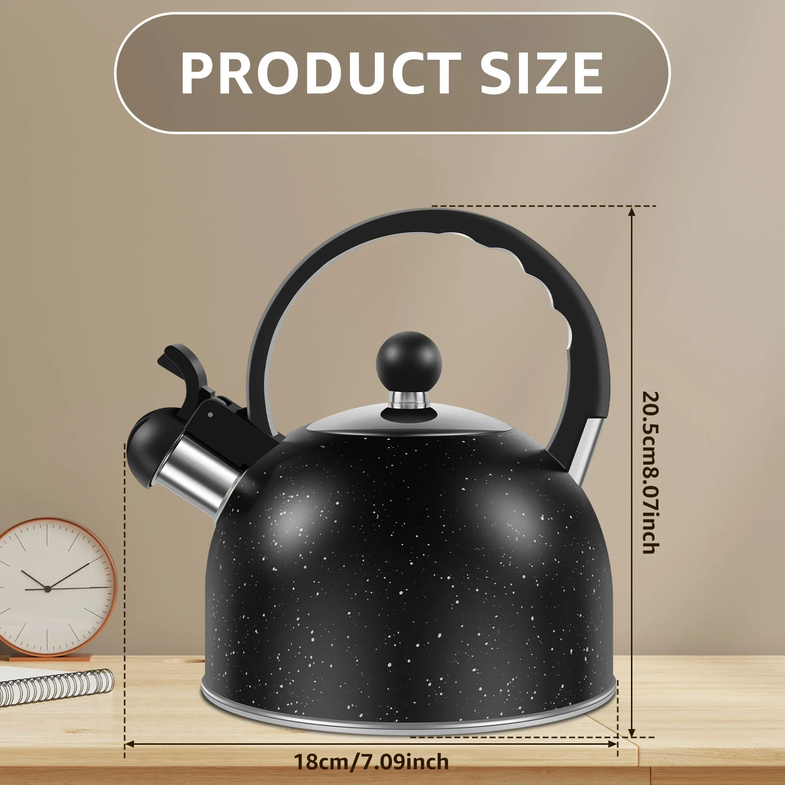 Tea Kettle, 2L Stainless Steel Whistling Tea Kettle, Stovetop Whistling Teakettle with Ergonomic Handle,Tea Pots for Stove Top