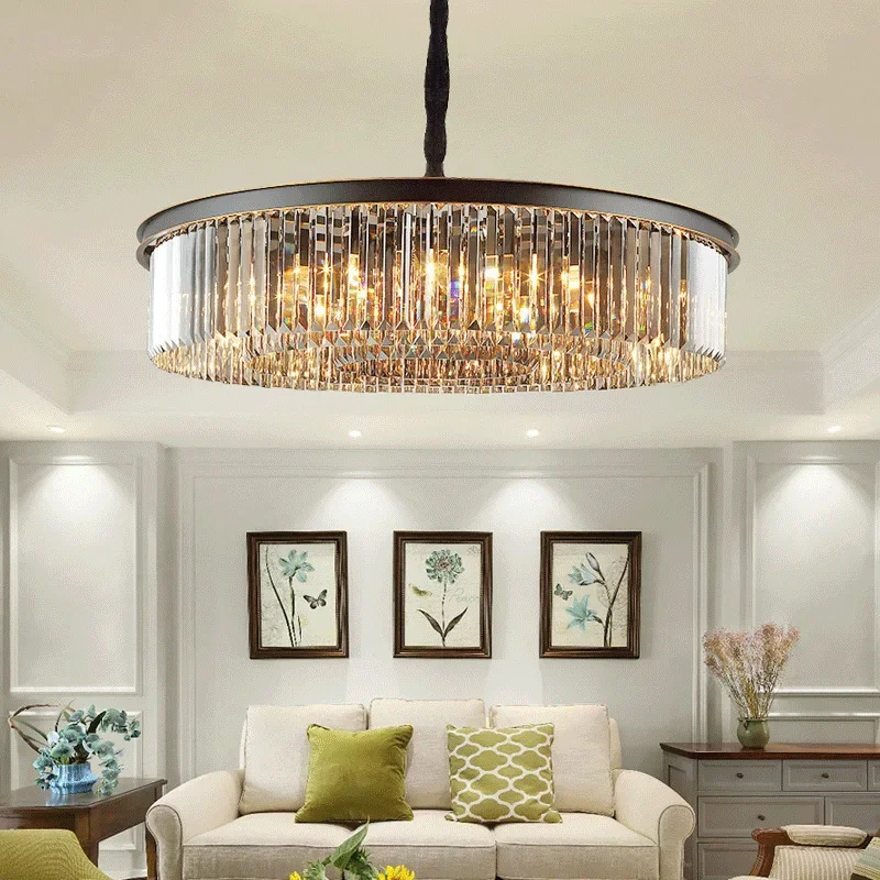 Modern Luxury Crystal Pendant Lights Gold Black E14 Glass for Dining Living Room Center Table Bedroom Chandelier Lusters Fixture