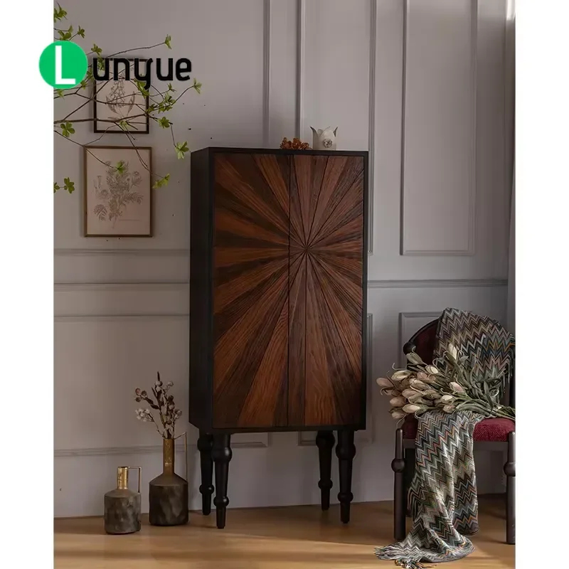 Solid Wood Entryway Cabinet Elegant Design Home Storage Unit Multi-functional Living Room Sideboard for Hallway