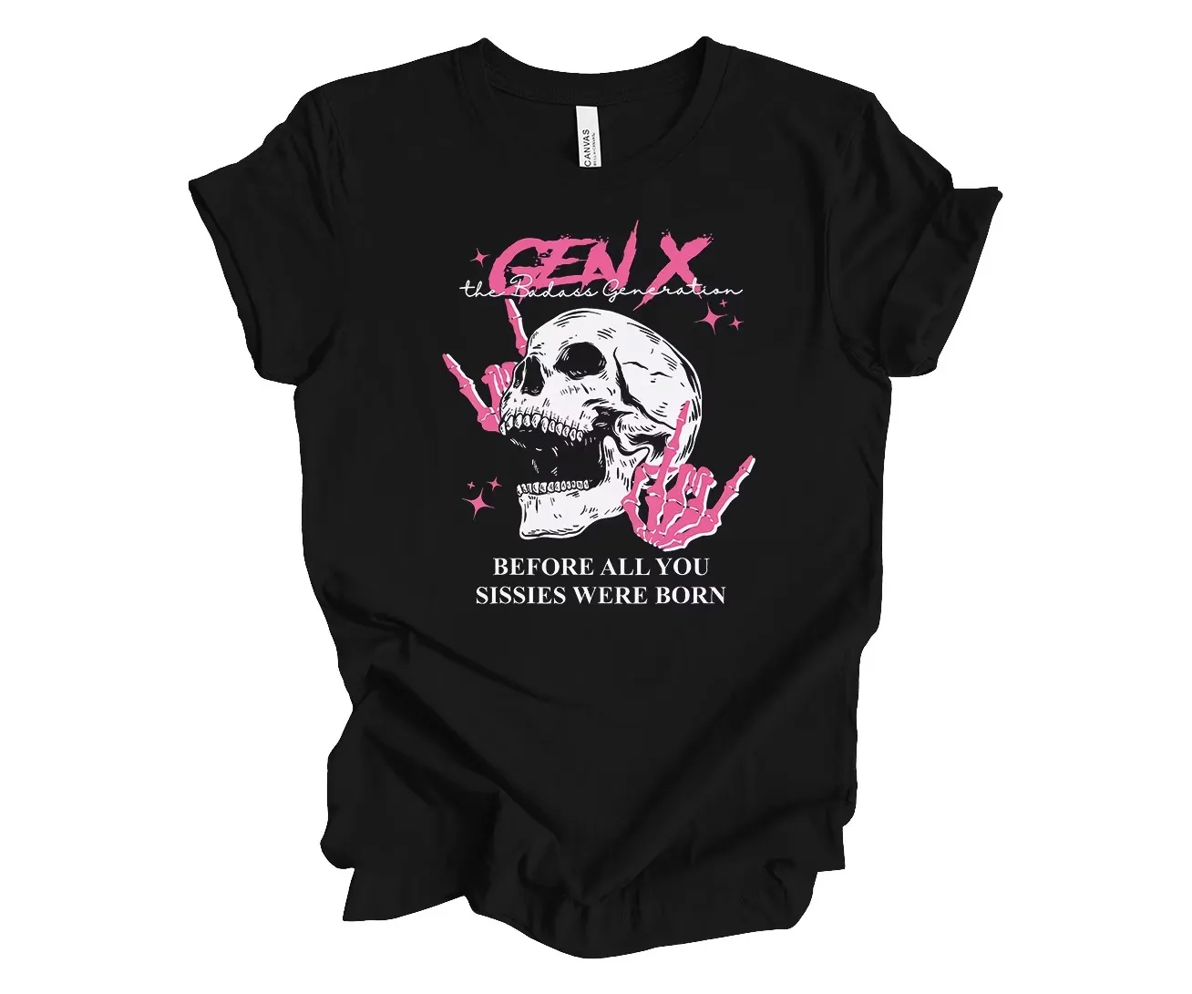 Dinosaour Shirt Company Gen X T-Shirt for Women Men Funny Retro Skull Design Tee for the Badass Generation