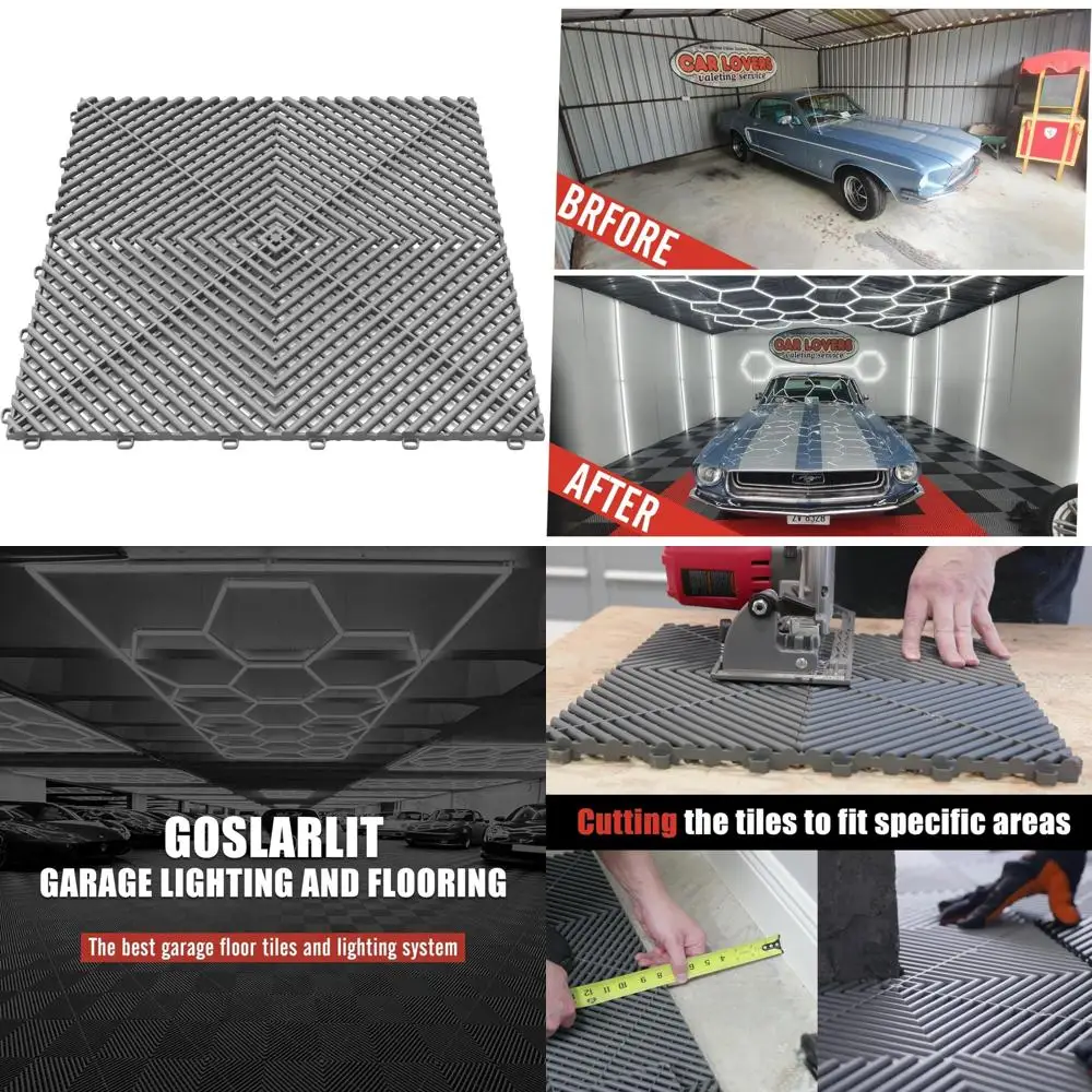 Non-Slip Plastic Interlocking Garage Tiles for Flooring, 25 Pieces, 15.7x15.7 inches, Ideal for Garage Organization and Storage