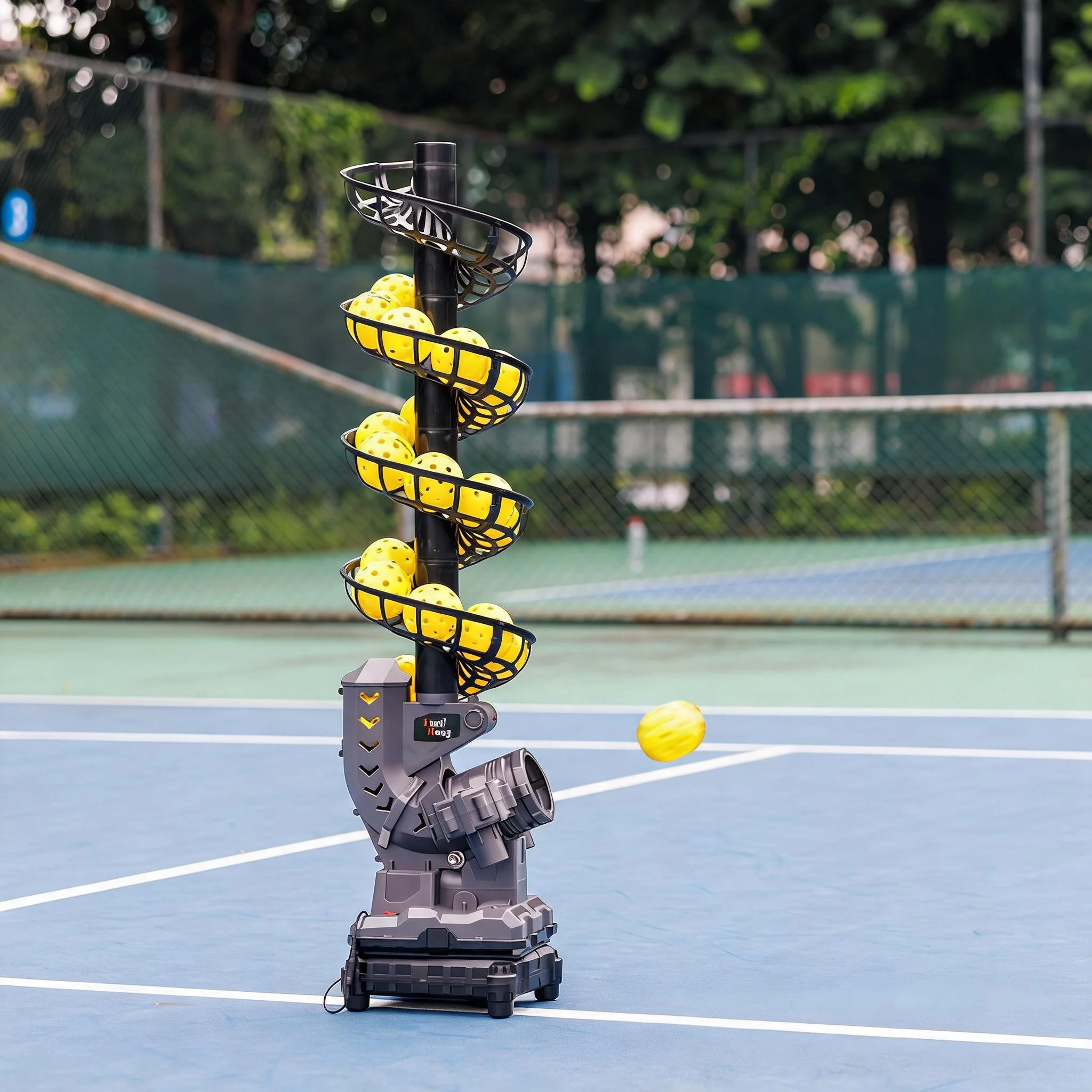 Portable Pickleball Serving Machine With Expandable Hopper And Adjustable Spin For Professional Solo Court Training 3806PBH