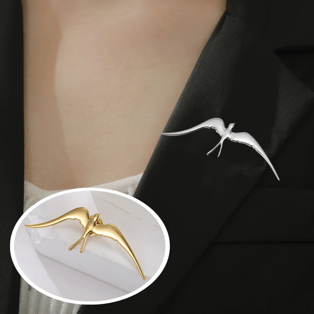 Animal Birds Swallow Brooch for Women Lovers Gifts Stainless Steel Brooches Pins Fashion Jewelry for Backpack Suits Bag Decor