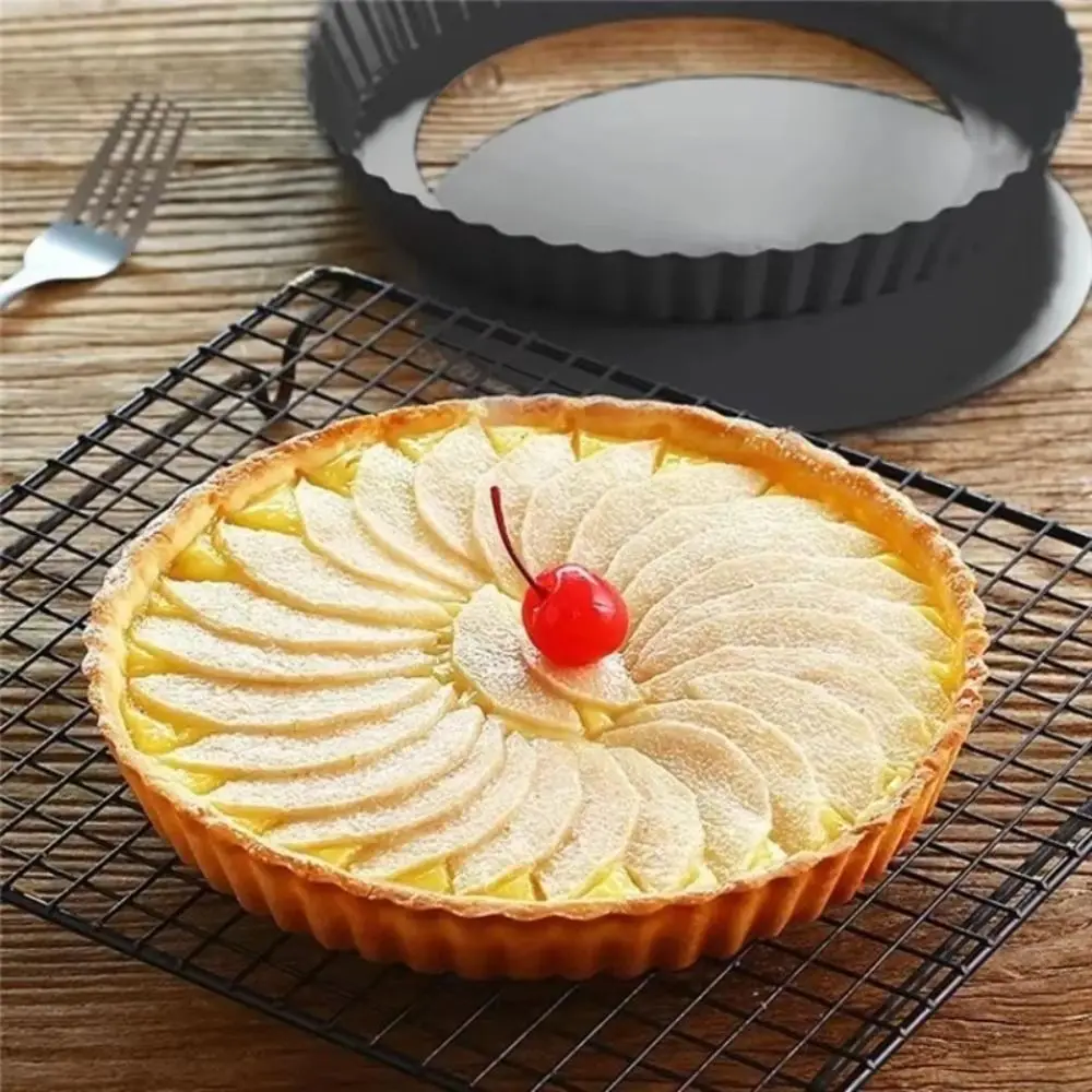 

Quiche Pans Removable Bottom Non-Stick Molds Loose Bottom Easy Clean Pizza Mould Round Shape Fluted Sides Pie Mould Kitchen Use