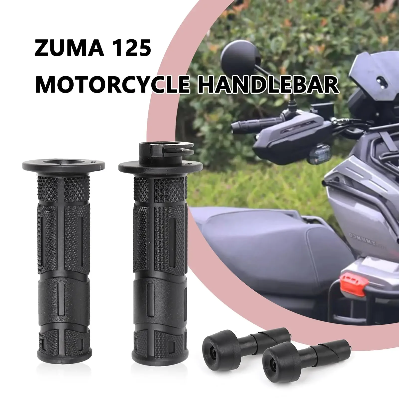 

Motorcycle Handle Grip in Rubber Material Compatible with Yamaha Zuma 50cc 125cc,Black Color