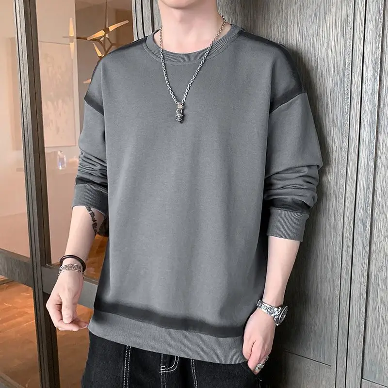 Men's Premium 2026 Spring Autumn Crew Neck Sweatshirt Trendy Versatile Long Sleeve Base Layer