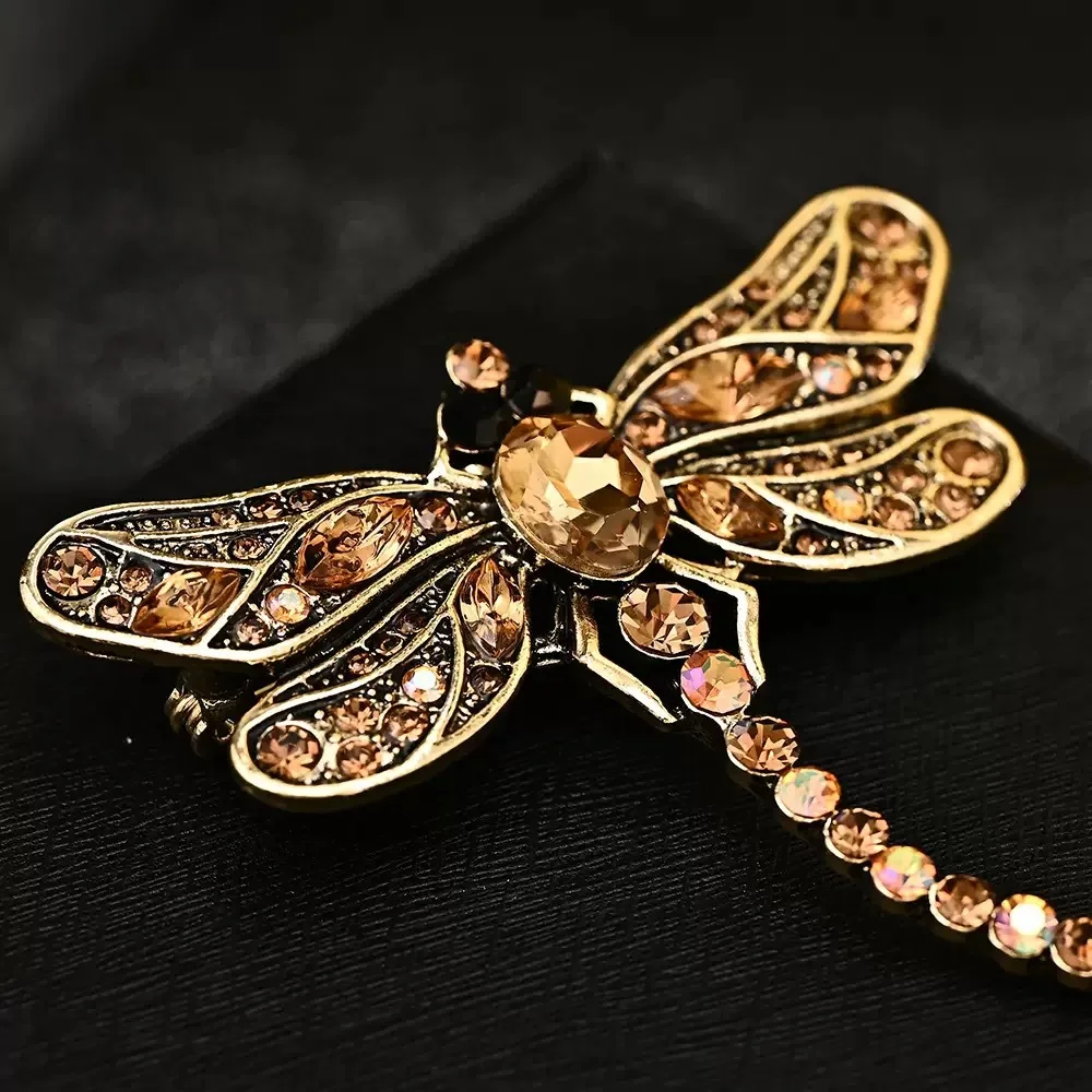 Berry Trendy Rhinestone Dragonfly Brooches 7-Color Alloy Insect Women Office Party Pins Jewelry Accessories Gifts