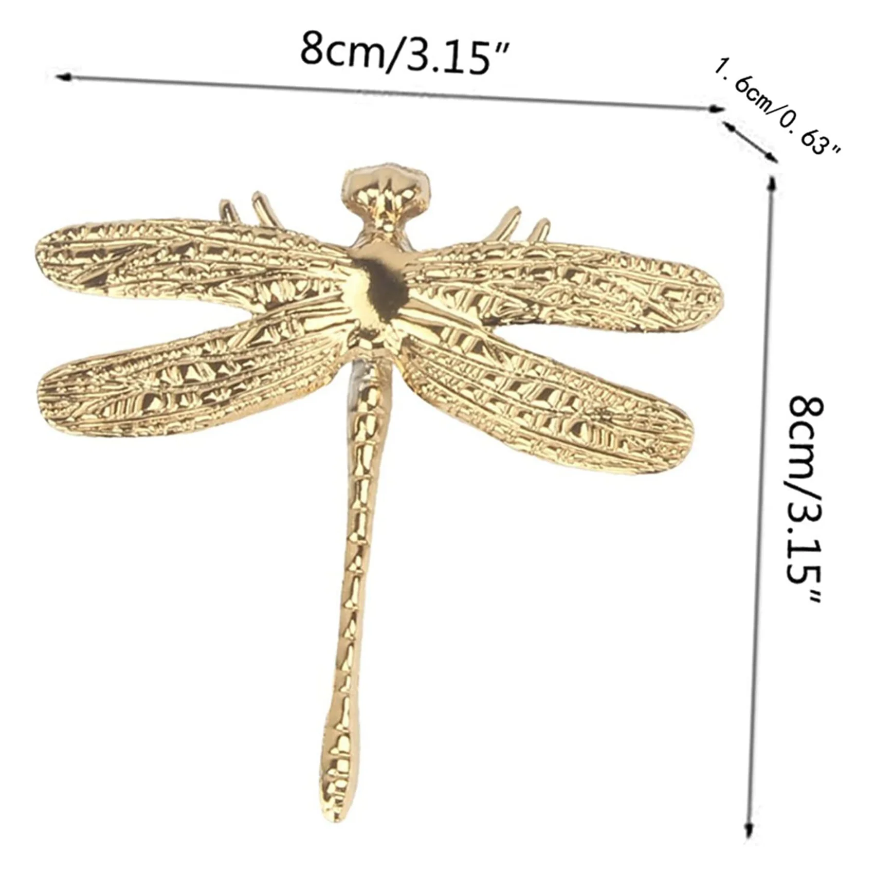 AA89-3 Pcs Brass Dragonfly Handle Simple Nordic Cabinet Gold Drawer Door Pull Knob Bedside Table Bathroom Handle Decoration