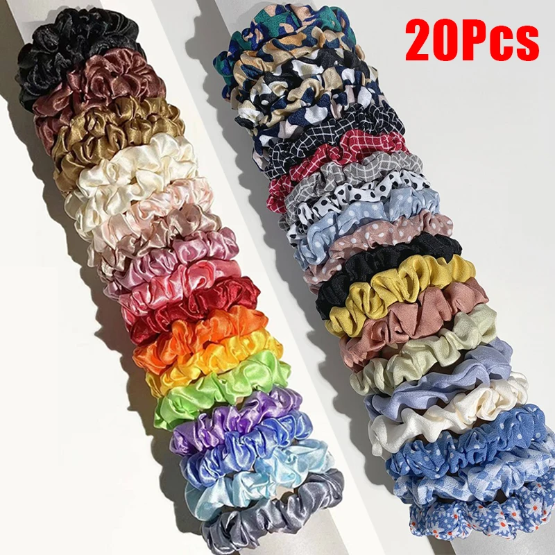 20pcs Women Intestine Shaped Hair Ties Elastic Hairband Girls Sweet Fabric Hairbands Hair Accessories Ponytail Holder Hair Ropes