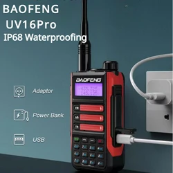 Baofeng UV-16 Pro Mate V2 Walkie Talkie profissional de alta potência Banda dupla à prova d'água, rádio, banda dupla UV, 10W, camping