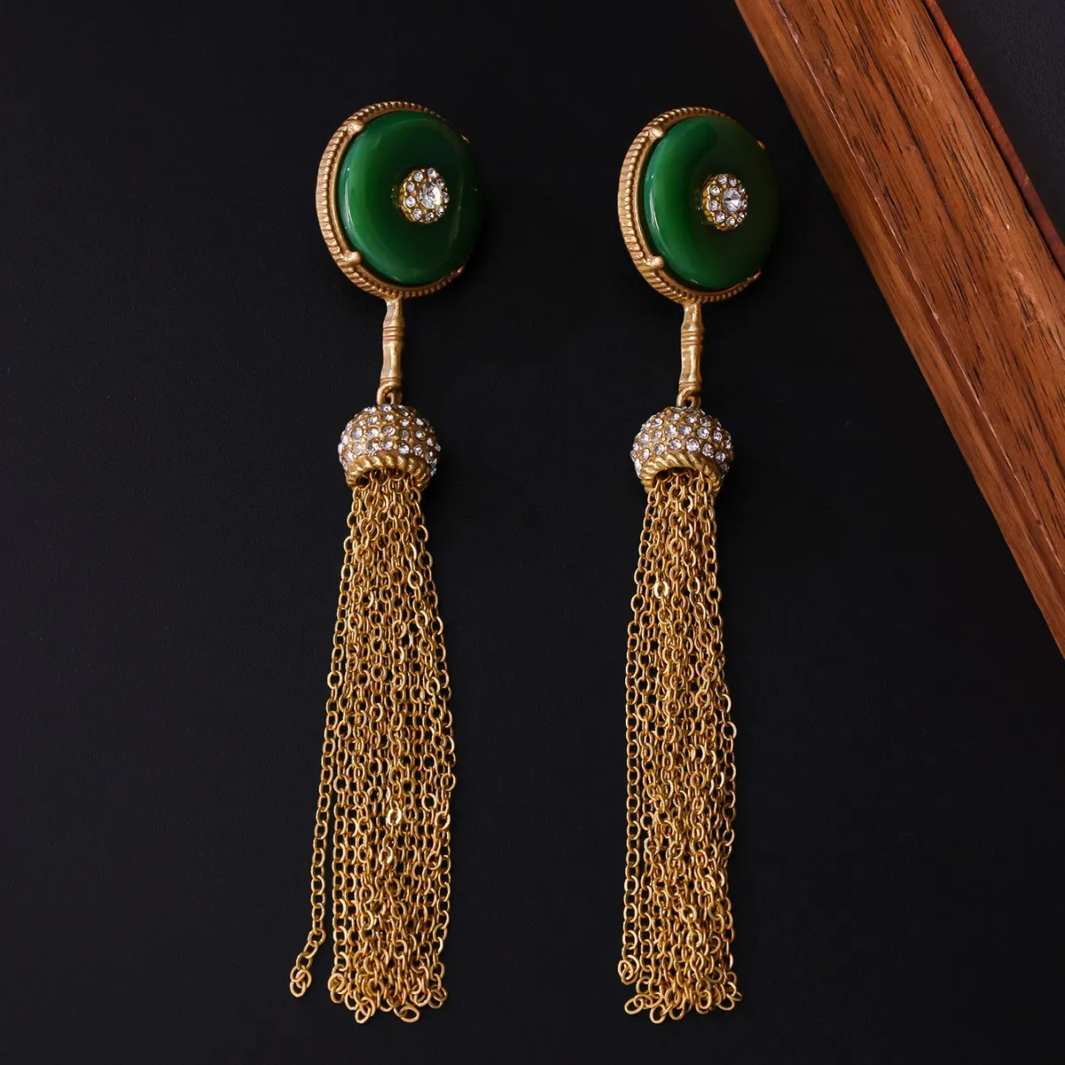 Middle-aged New Chinese Style Tassel Sweeping Shoulder Earrings Retro Vintage Simple Gentle Earrings Peace Buckle Stud Earrings