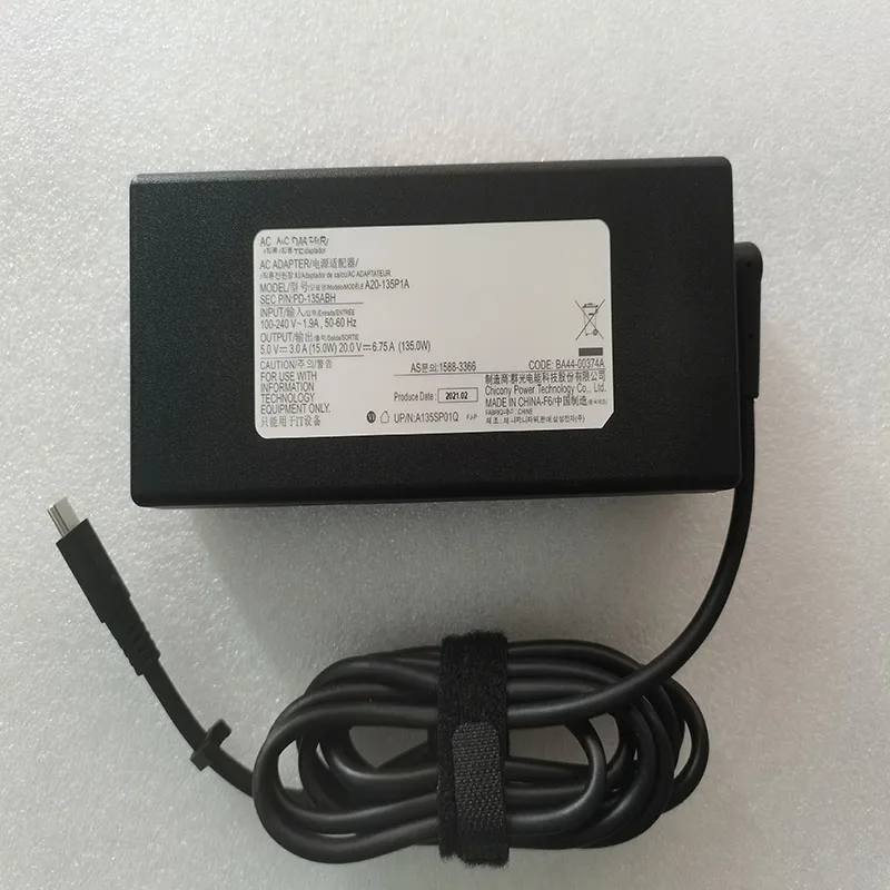 

НОВЫЙ OEM адаптер переменного тока 20 В 6,75 А 135 Вт USB-C A20-135P1A PD-135ABH для Samsung Galaxy Book Odyssey NP762XDA-XA2US Original Puryuan