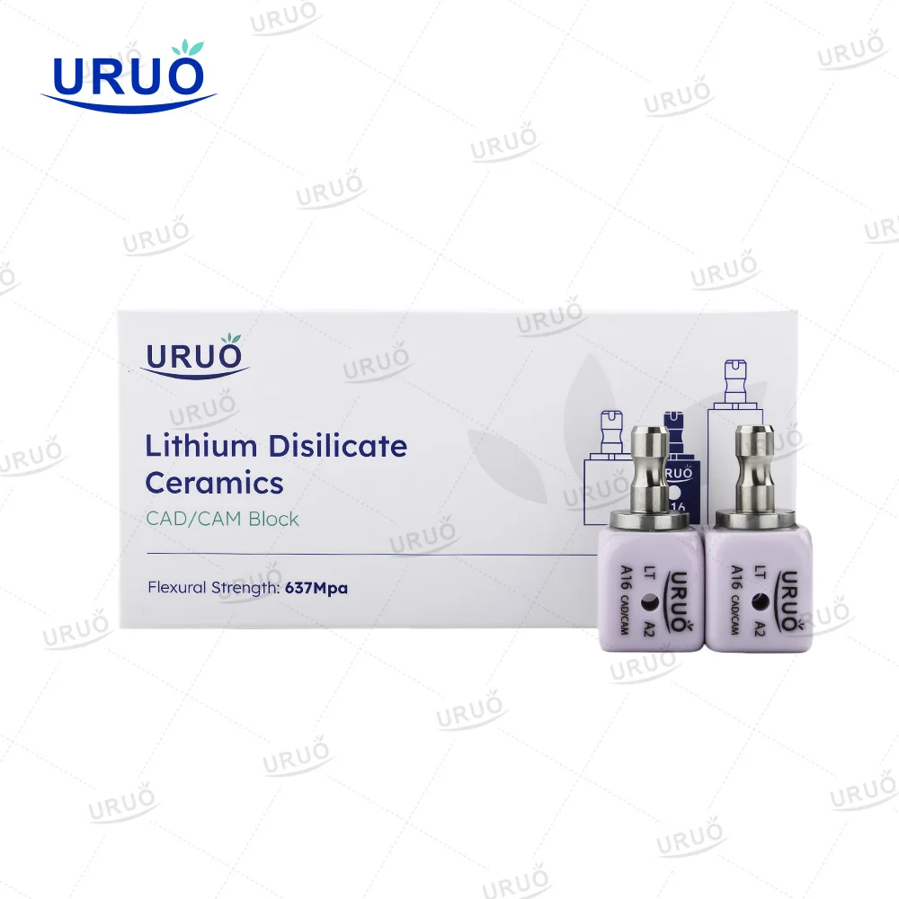 8pcs/2boxes Dental Lithium Disilicate with Hole A16 for Implant CAD CAM Chair-side Materials for Full Crown Glass Ceramics