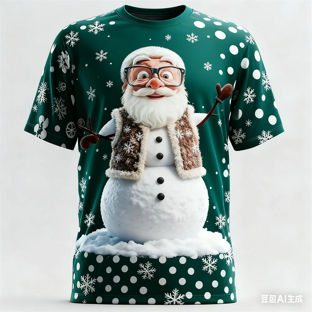 عيد الميلاد تي شيرت رجالي ثلاثية الأبعاد متعة سانتا كلوز طباعة الرجال المرأة الجولة الرقبة تي شيرت سريعة الجافة تي شيرت للرجل ملابس للرجال الطرف #5