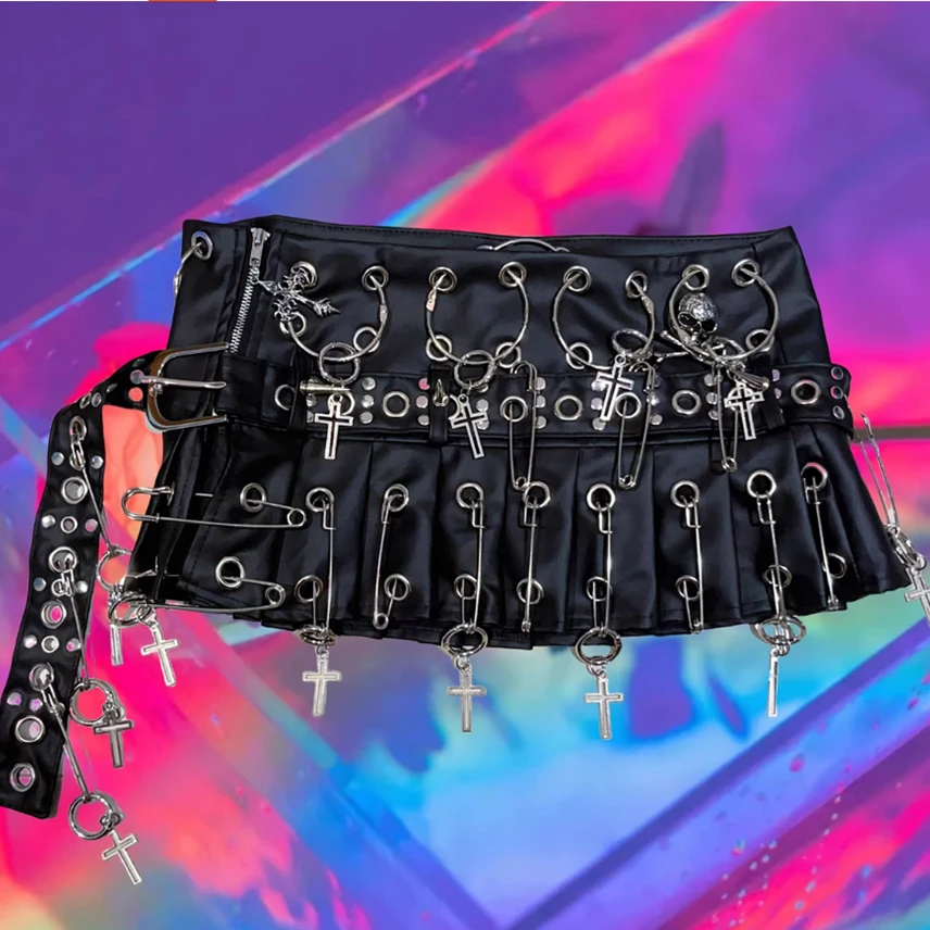 

new autumn winter brand female women girls high street punk style low waist skirt