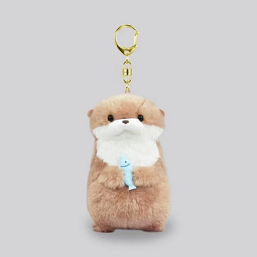 น่ารัก Otters ถือปลาตุ๊กตา Plush Keyrings น้ําหนักเบาแขวนจี้ Props สําหรับกระเป๋ากระเป๋าสตางค์ตุ๊กตาของเล่นของขวัญ 13 ซม