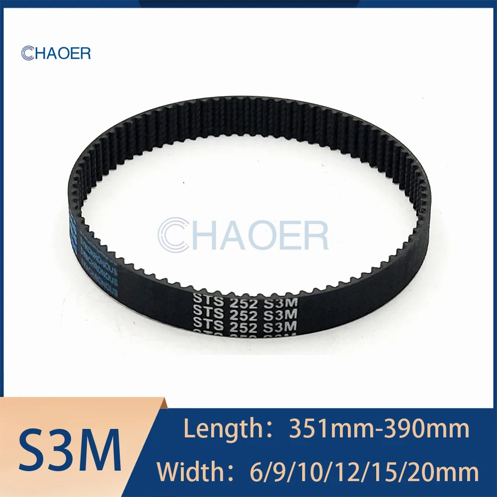 S3M Arc Tooth Timing Belt Length 351‑390mm Width 6‑20mm Rubber Synchronous Belt For CNC 3D Printer Machinery Robotics Engraving