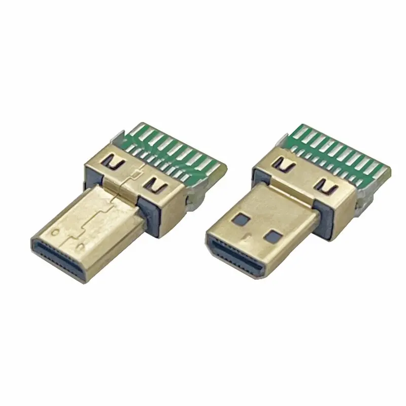 

20PCS HDMI Connector Type D male 19Pin with PCB board with circuit board welded wire plated housing