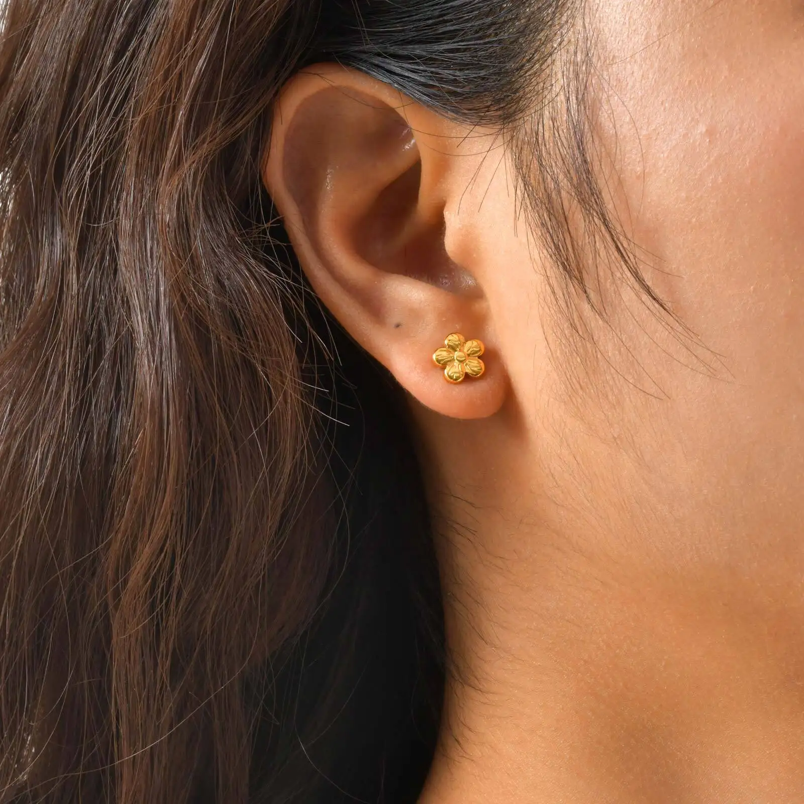 أقراط Vnox النسائية الصغيرة الجميلة على شكل زهور من الفولاذ المقاوم للصدأ، هدايا مجوهرات على شكل أذن الغضروف #3