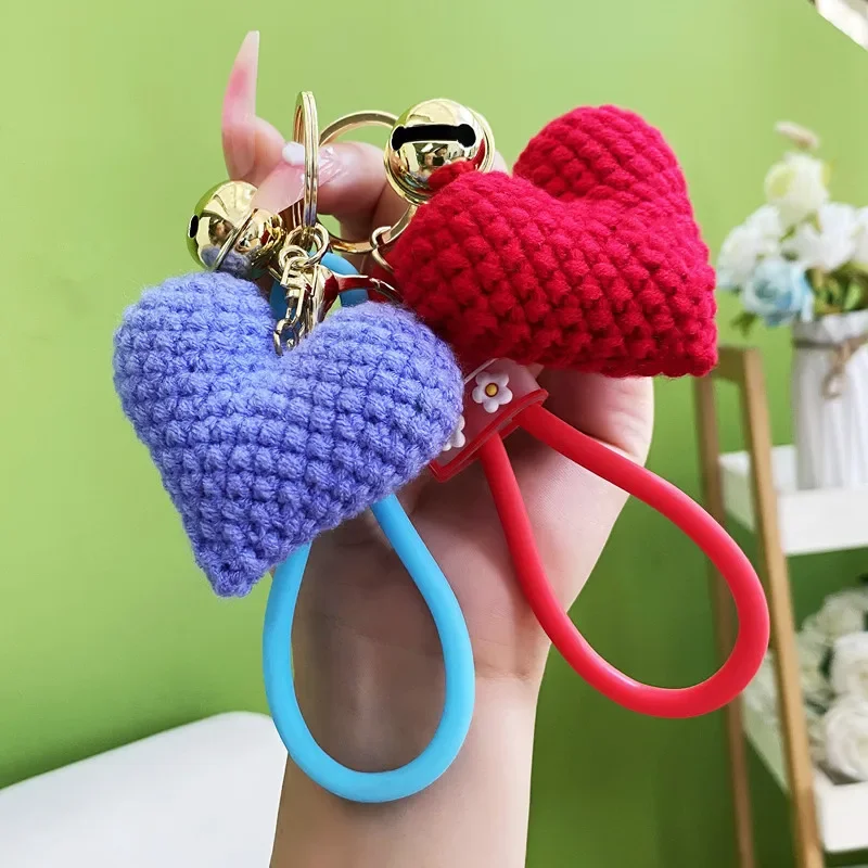 1 Pcs Creative New Hand-woven Love Keychain Pendant Exquisite Cartoon Cute Ins Love Backpack Small Pendant Girl Birthday Gifts