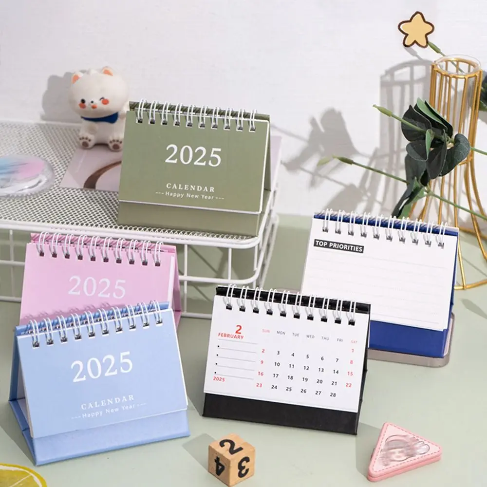 Gifts Creative 2024-2025 Calendar 18-Month 2025 Standing Flip Calendar Coil Calendar Simple Yearly Agenda Office Supplies