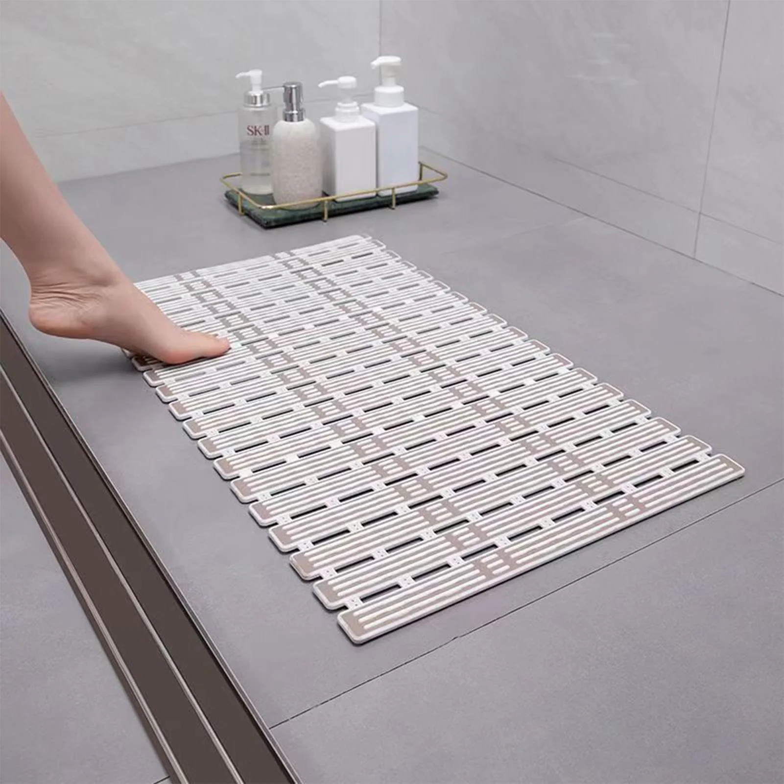 

90*40cm Bath Tub Shower Mat Quick Drying Bathtub Mat with Drain Hole for Indoor Outdoor Entryway Entrance