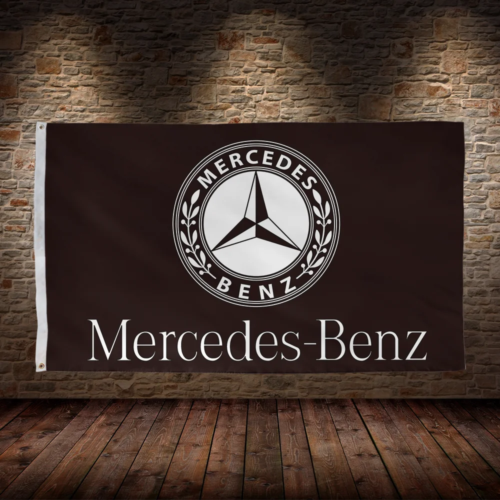 Bendera mobil cetak poliester dekorasi garasi ruangan, 3x5 kaki m-mercedes benzs