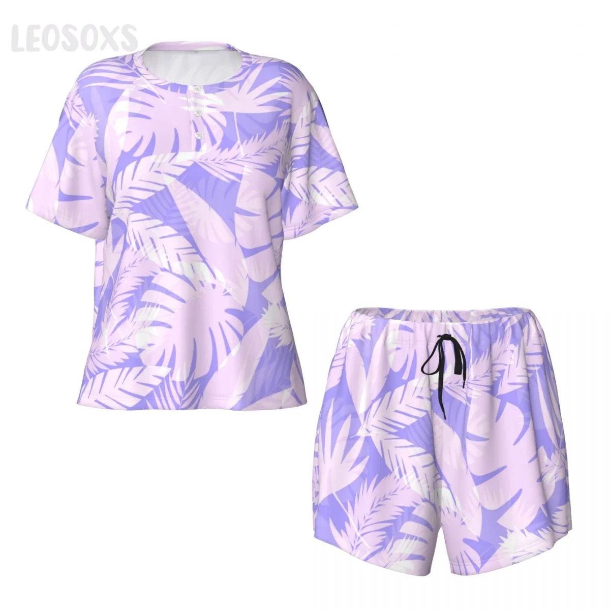 

Women's New Pajamas Tropical Plants Short-Sleeved Nightgown Shorts Sets