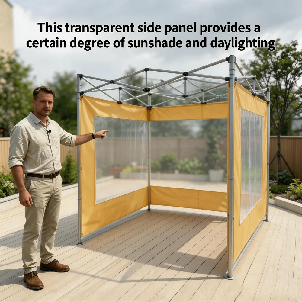 A 350-Inch Outdoor Khaki Transparent Side Panel, Suitable for Setting up or Replacing Outdoor Tent Side Panels, with Dust-Proof and Mosquito-Proof Effects