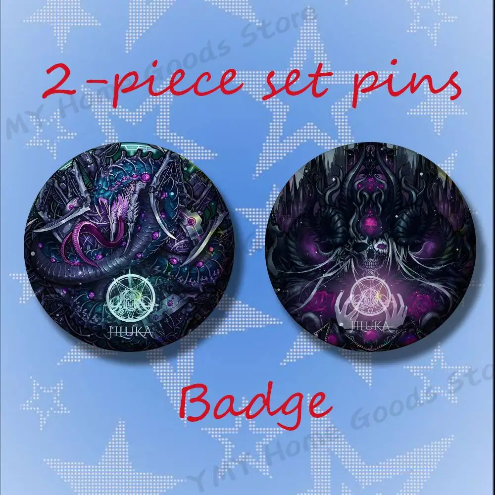 JILUKA Band DeViLs Electro Gothic Metal Brooches for Backpack Accessories 25 32 44 58 75mm Round 2-piece set Free Mix