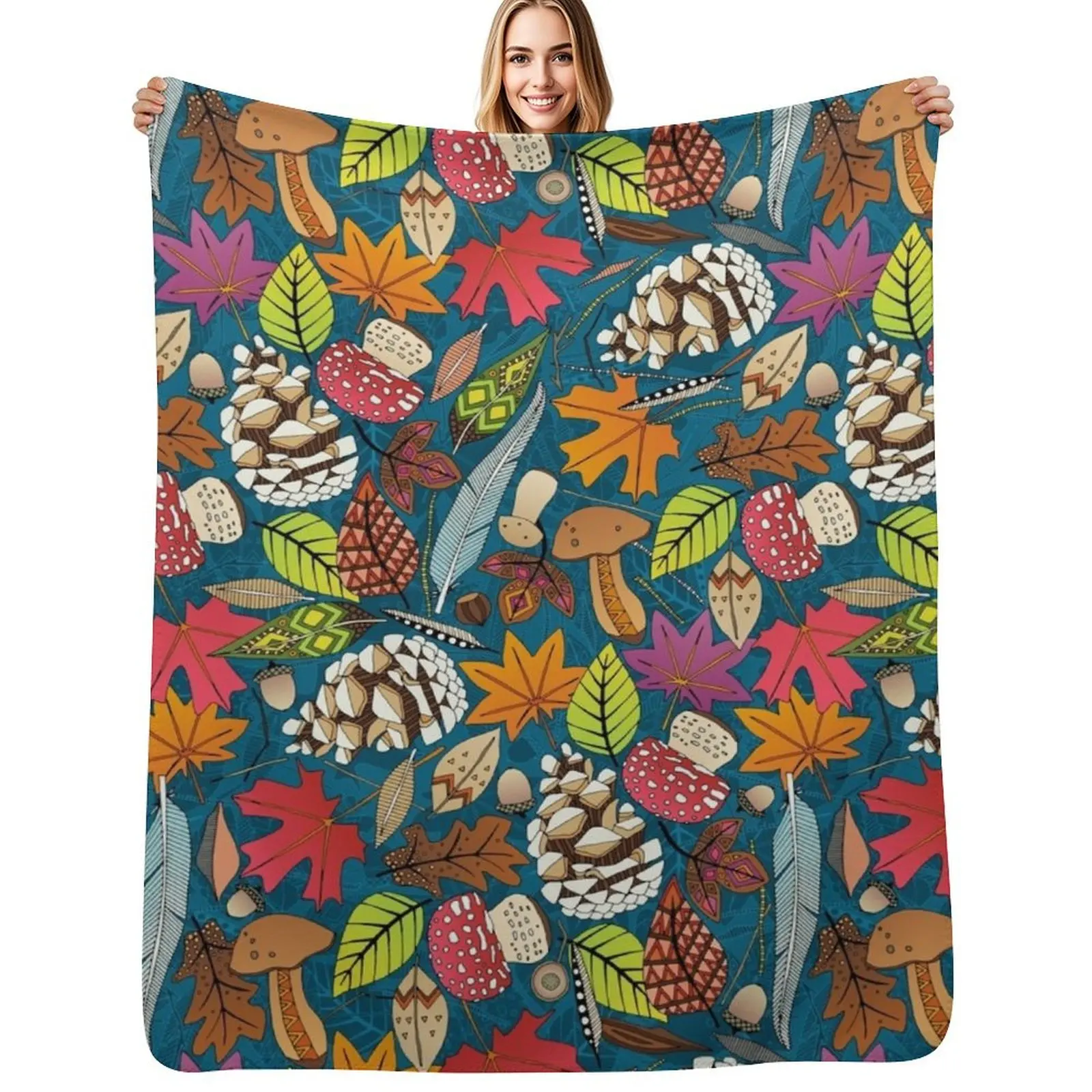 boho autumn peacock Throw Blanket Color Fast Cozy Throw Blanket
