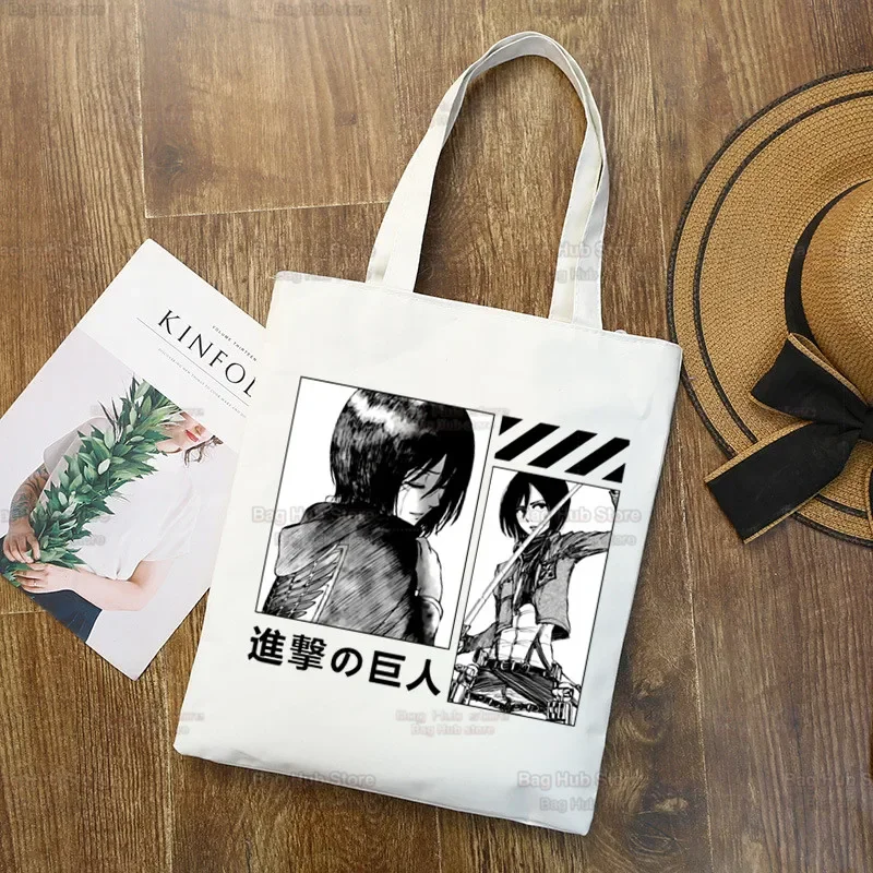 Final Season Attack on Titan Shopping Bag Shopper Eco Canvas Shingeki No Kyojin Japan Anime Shopper Bolsas De Tela Bag Shoping