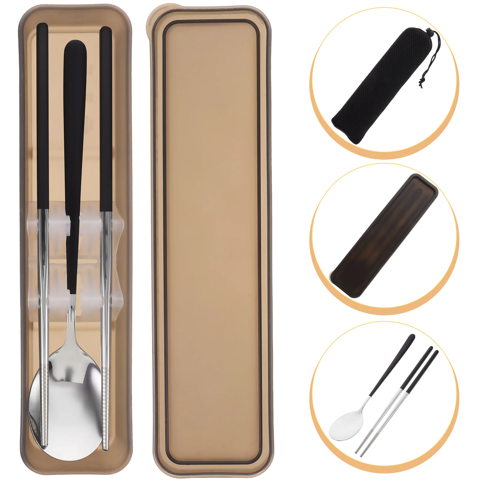 

Portable Cutlery Set 304 Stainless Steel Travel Utensils Lightweight Camping Hiking Outdoor Flatware Spoon Fork Knife Storage