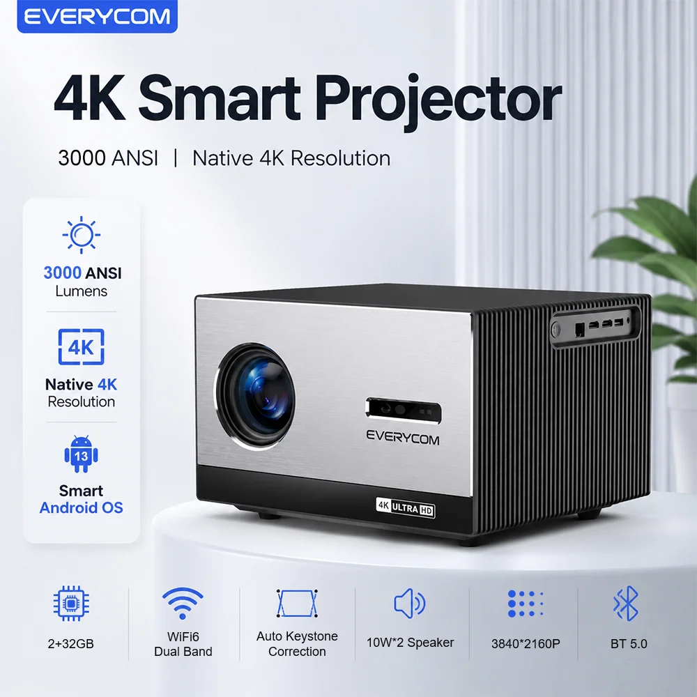 4K Home Game Projector 3840x2160 3000 ANSI Lumens Smart WiFi Full HD Video Projecteur Projetor 4K
