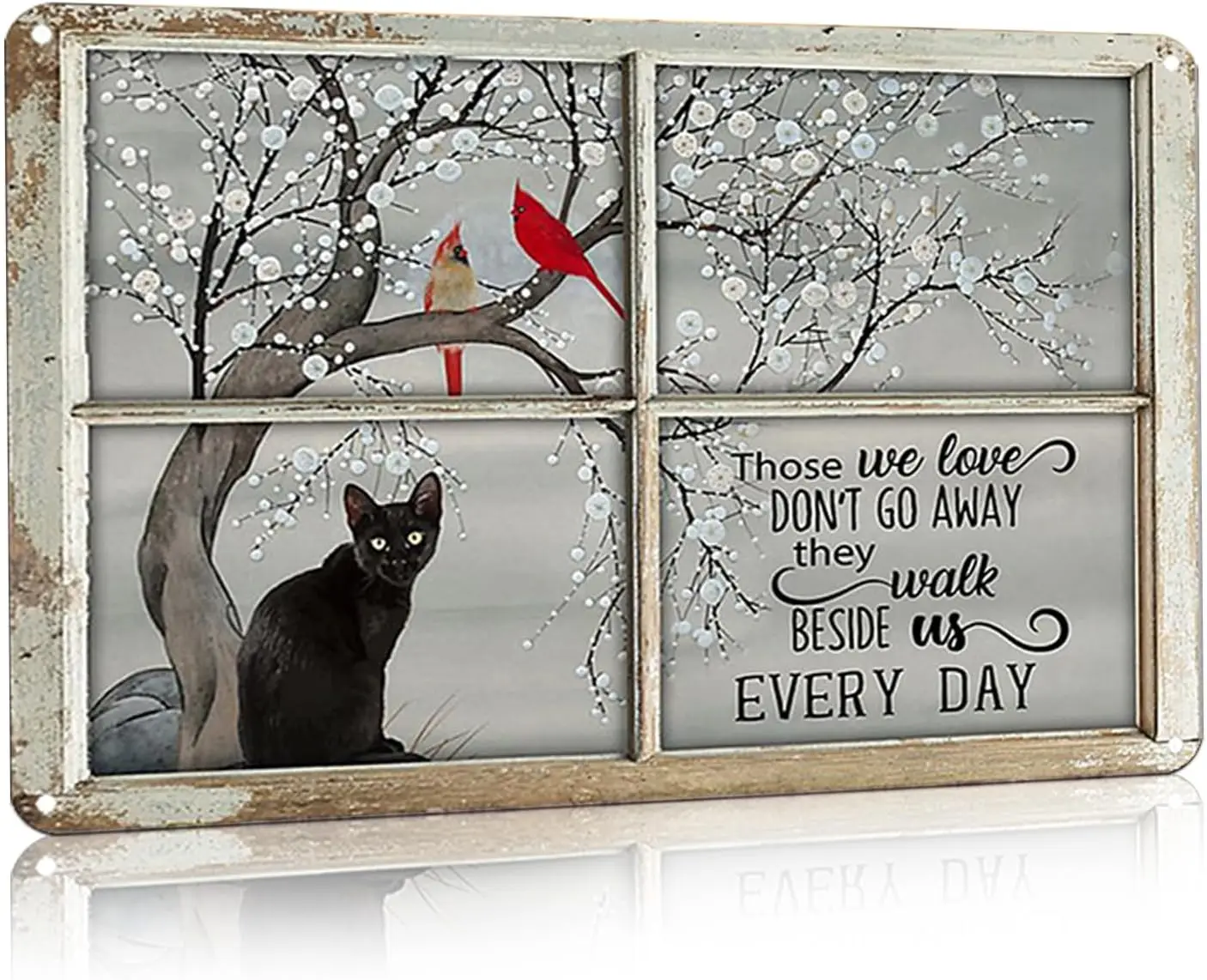 Vintage Cat Tin Sign Those We Love Dont Go Away They Walk Beside Us Sign Memorial Gift For Home Living Room Bedroom Wall Decor
