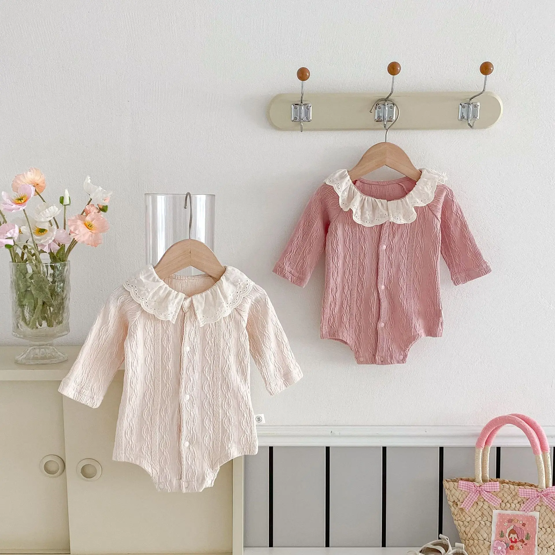 

Spring and Autumn Infant and Toddler Lace Long-Sleeved Bottom Cover, Baby Girl Jumpsuit, Crawling Suit Breathable Style