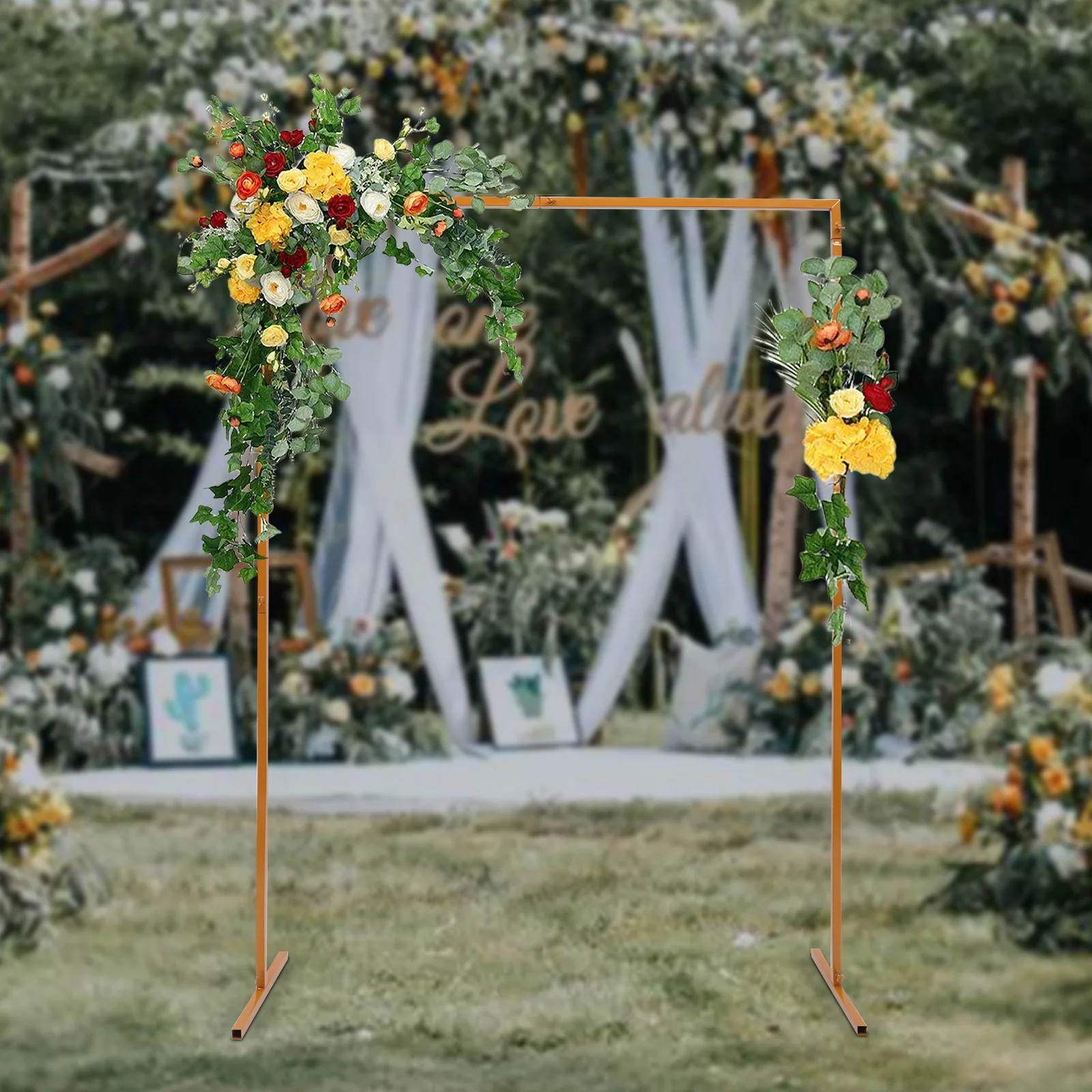 Wedding Party Metal Rectangular Arch Rack Flower Balloon Stand Backdrop Decoration