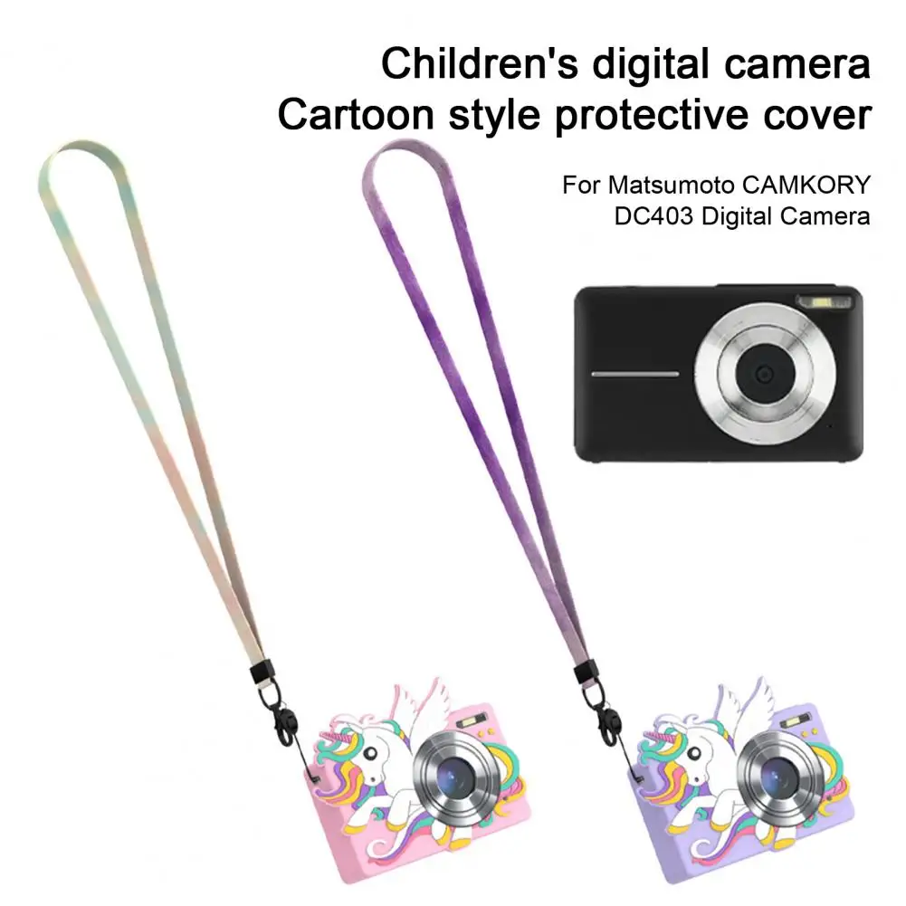 Digital Camera Silicone Case Protective Cover with Lanyard Shockproof Impact Resistant Camera Protector Cover for CAMKORY DC403