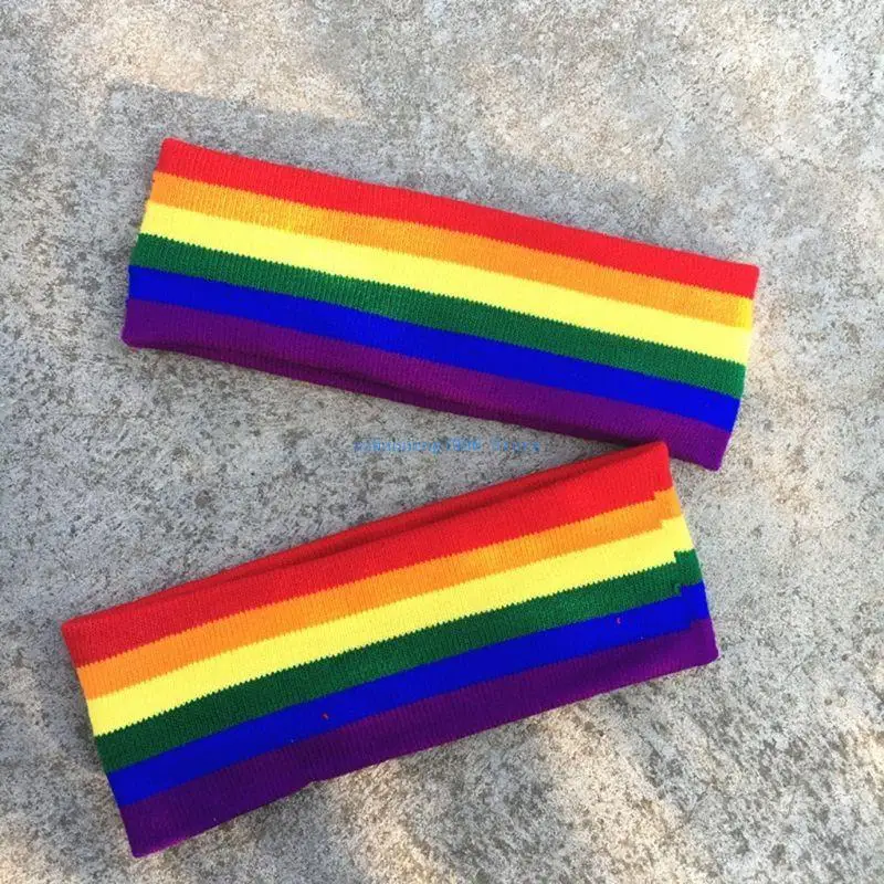 85LF японская милая вязаная широкая повязка на голову для женщин и девочек в радужную красочную полоску Hairba